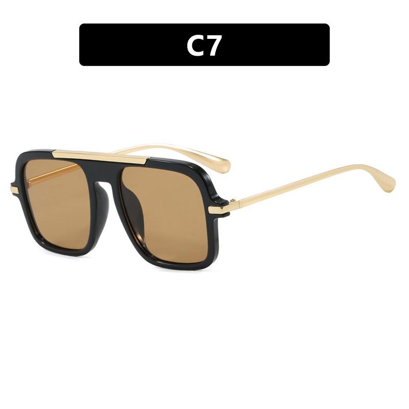 Vintage Colorful Metal Conjoined Square Sunglasses Women Men Retro Trend Sun Glasses Climbing Camping Glasses