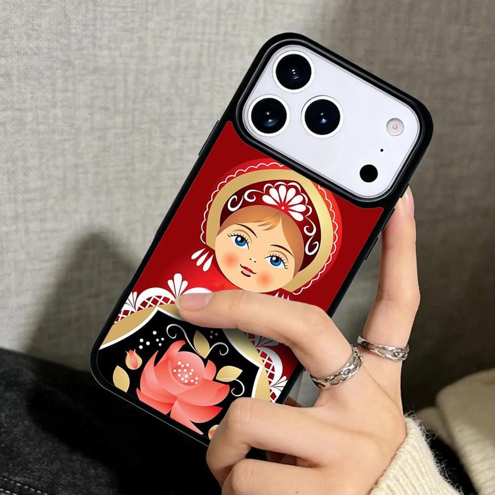 Capa Case for iPhone 17 Air 16 Pro Max 15 Plus 11 13 Mini 14 12 Back Phone Cover Cute Russian Dolls Matriochkas