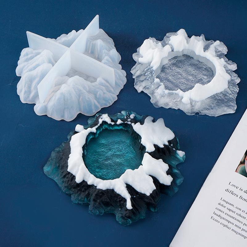 Crystal Epoxy Resin Ashtray Mold Ice and Snow Volcanos Mold Mountain Lake Silicone Mold DIY Clay Mold Resin Epoxy