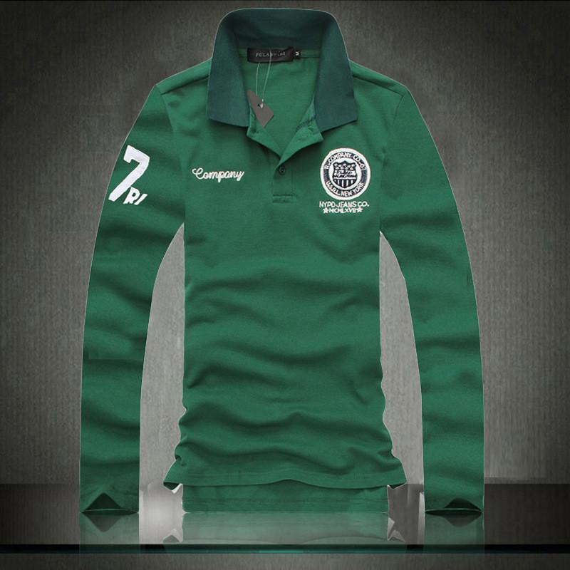 Men's New Fashion Slim Fit Long Sleeve Polo Shirt Casual Cotton Tee