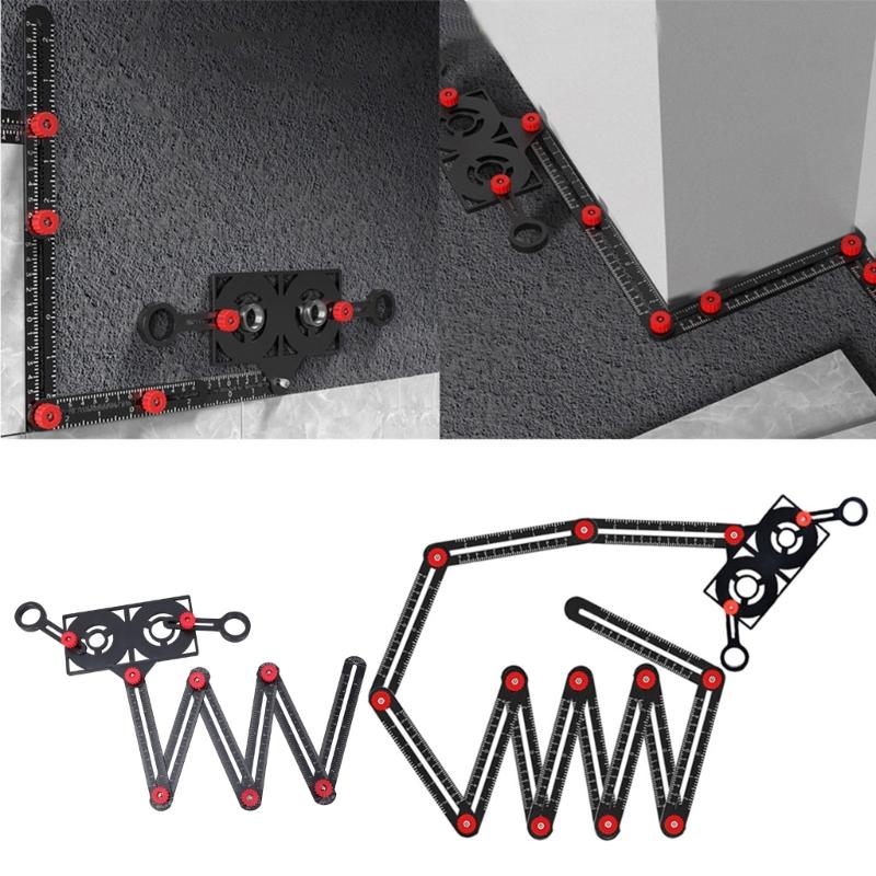 Aluminum Alloy Multi-function 6/12 Fold Ruler Angle Finder Universal Angler Ruler Metal Drill Guide Locator 6/12 Fold