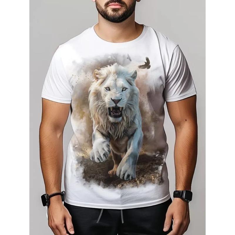 

Літній топ з круглим вирізом та 3D принтом тварин, модні повсякденні чоловічі футболки з коротким рукавом XS