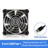 5V USB PC Case Exhaust Fan 8/12/14cm Hydraulic Bearing With Protective Net & Screws For Router TV Set‑top Box Cabinet Cooling