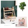 Wooden Desktop Storage Shelf 2-Tiers Foldable Multi-functional Trapezoidal Desk Display Rack Office Storage Rack Flower stand