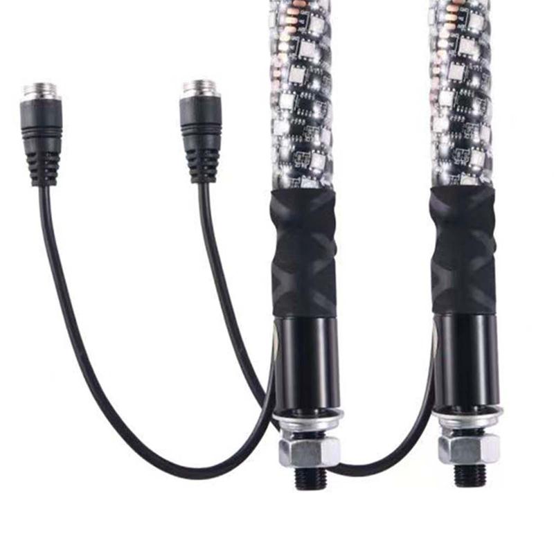 Universal RGB LED Whip Lights Flagpole Antenna Brake Light Waterproof Spiral Lamp Remote for Offroad Truck ATV UTV