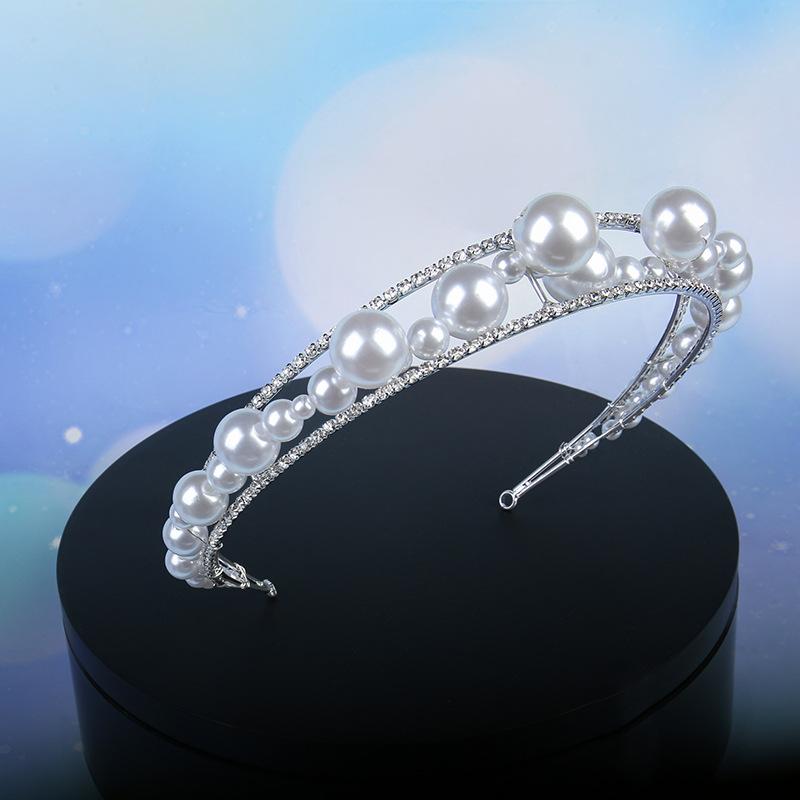 Pure new rhinestone pearl headband bride wedding headgear headband jewelry heel makeup style accessories