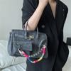 Vintage Distressed Canvas Tote Bag With Rope Detail Unisex Small Shoulder Handbag Black Grey Blue Brown
