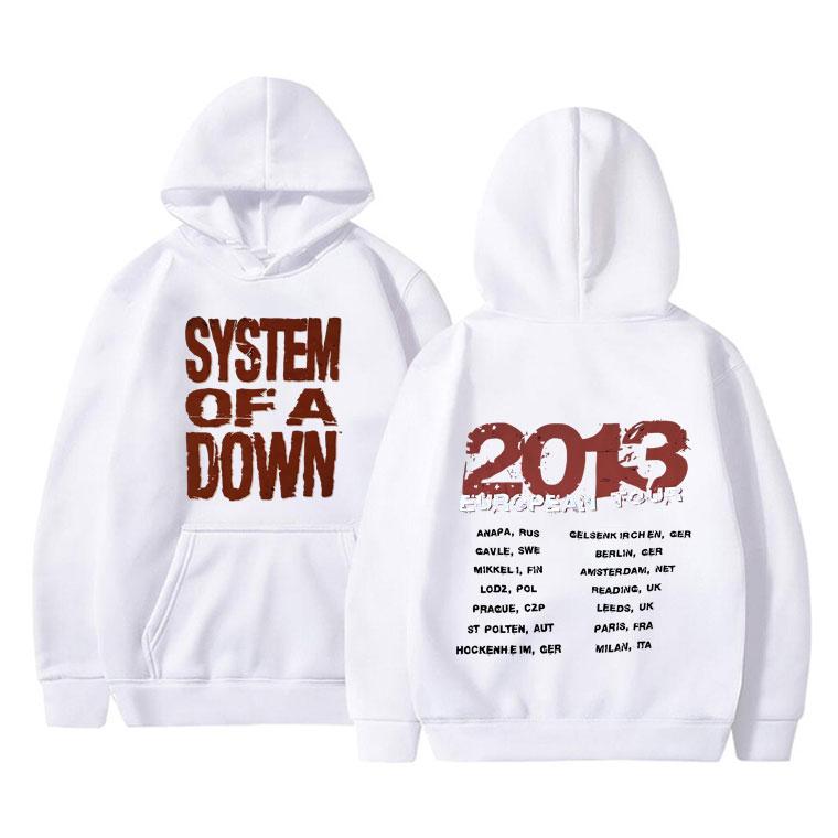 Limitiertes Rock Band System of A Down Europa-Tour 2013 Print Hoodie Herrenmode Sweatshirt Männer Vintage Alternative Metal Hoodies