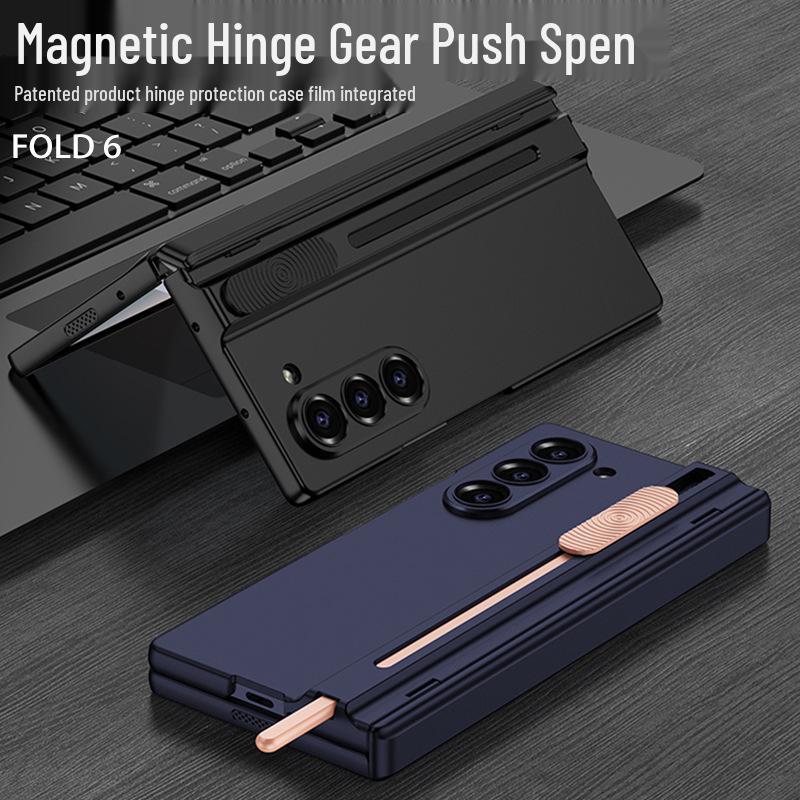 Samsung Z Fold6 Magnetic Foldable Phone Case with Gear Shifting Hinge and Integrated Pen Slot