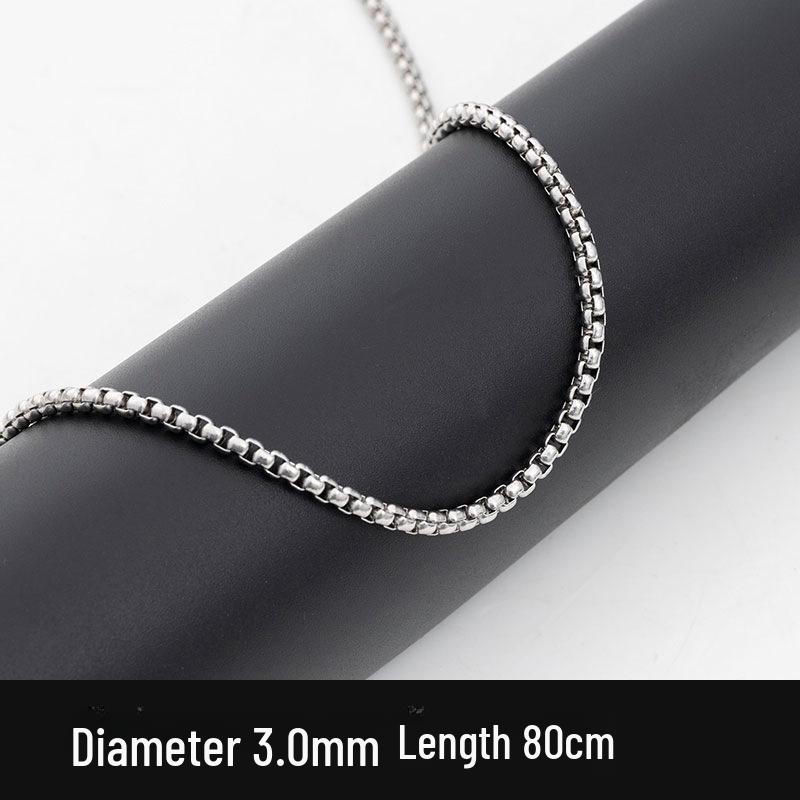 Stainless Steel Square Pearl Chain 3MM Titanium Steel Couple Necklace