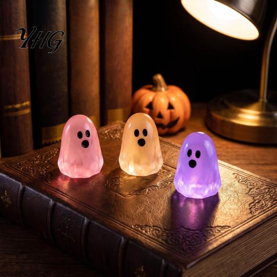 Halloween Gift Ideas for Kids Glow in The Dark Ghost Figurines, Cute Resin Bead Set Figurines Miniature Scenes Decoration, Mini Colorful Tiny