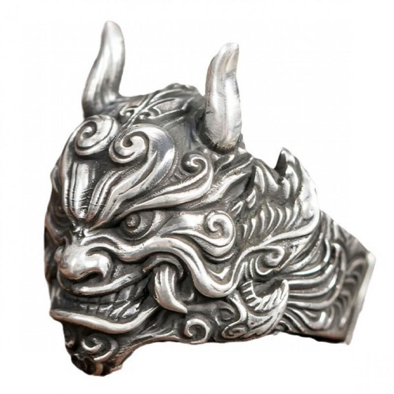 Adjustable Open Ring Men Women Gothic Mask Design Plated Geometric Statement Retro Vintage Style