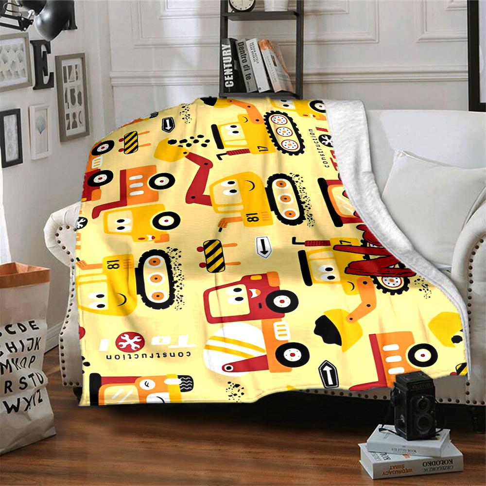 Custom Name excavator Theme Printed Blanket - Perfect for Couch, Bed, Travel & Outdoor Use | Machine Washable, Cozy & Durable.