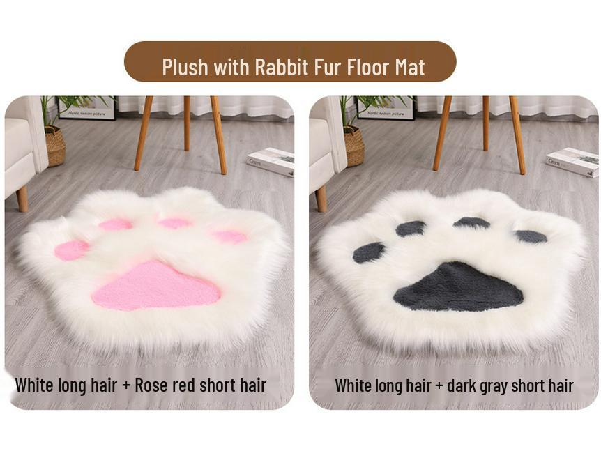 Cat Paw Rug - Skin-Friendly, No Shedding, Machine Washable, Imitation Rabbit Fur Blend for Bedroom/Sofa/Living Room Floor Mat