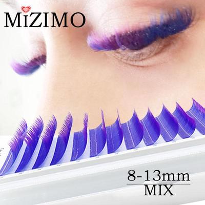 ;8-13 lungimi mixte violet și albastru bicolor altoire gene false 0,07 instrument personalizat de lungire a genelor