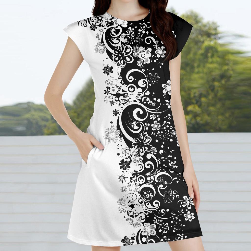 Women's Flower Print Sleeveless Round Neck Casual Dress