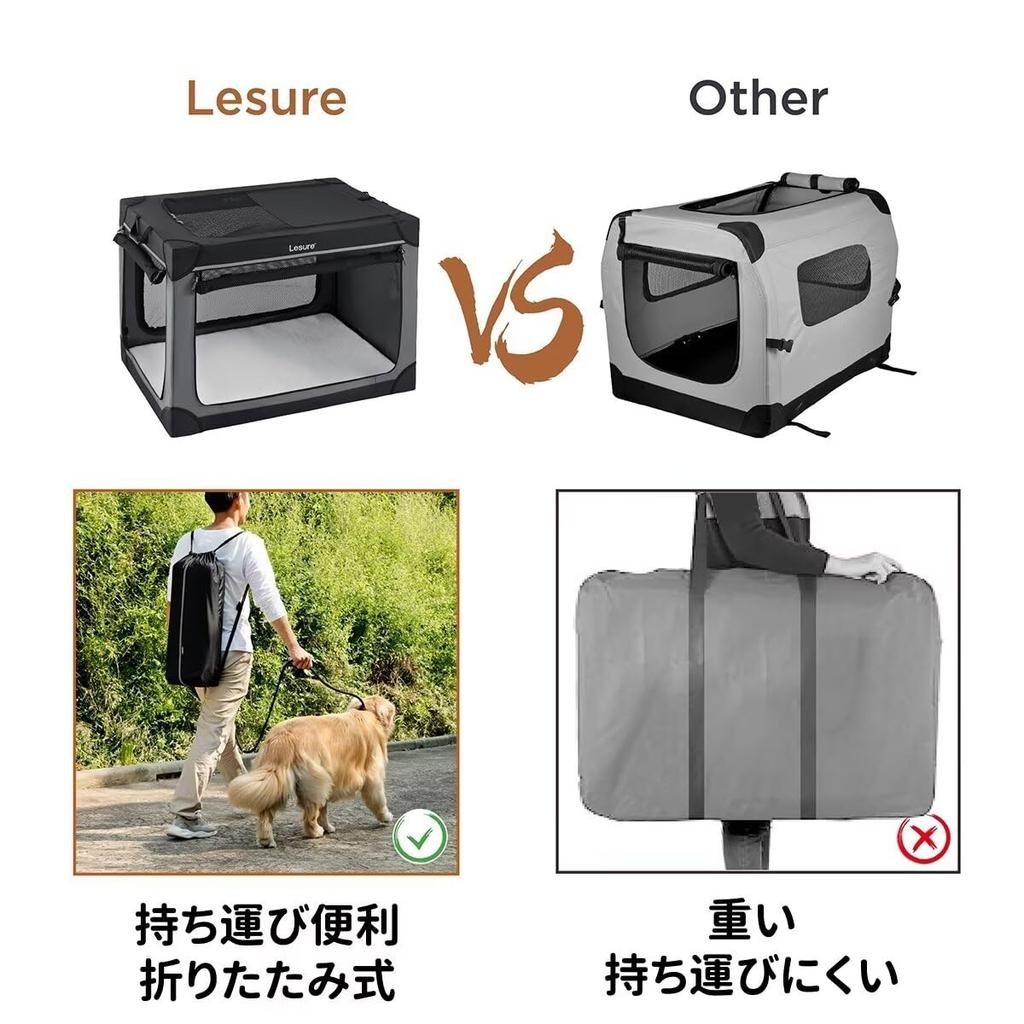 Lesure Dog Soft Pet Crate for with Easy to 4 Perfect for Unexpected Hospital Outdoor and L76xW53xH53cm Cage, Small/Medium Dogs, Foldable, Breathable,