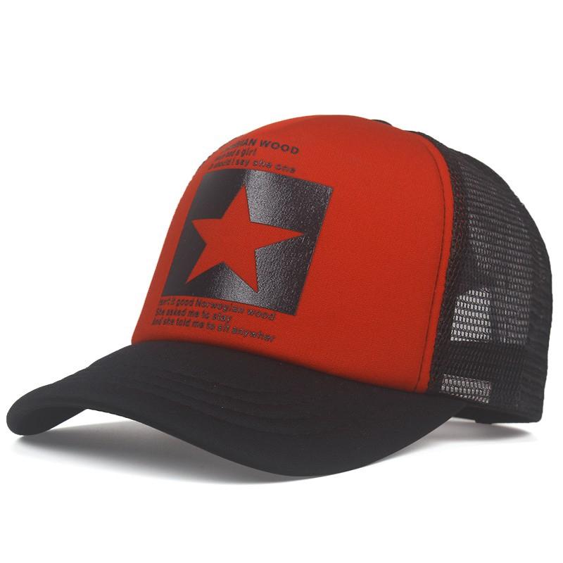 New Fashion Five Pointed Star Pattern Printed Trendy Men's and Women's Universal Hip Hop Mesh Breathable Baseball Hat Truck Caps