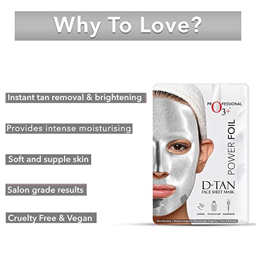 O3+ Power Foil D-Tan Face Sheet Mask for Skin Brightening Face Mask 20 Ml & O3+ Facialist Dtan Face Sheet Mask (30g) Combo