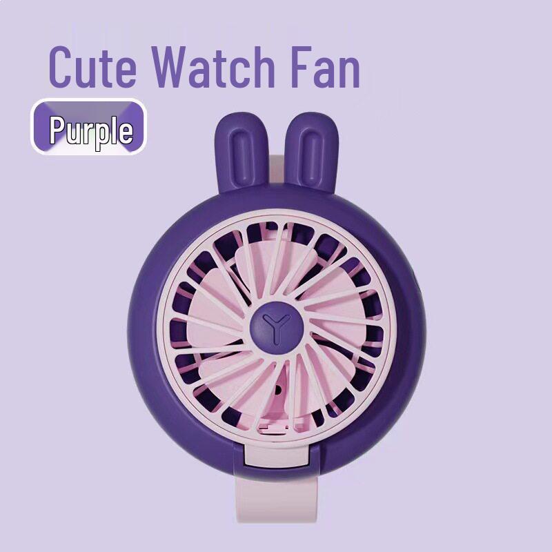 

2026 Cute Cartoon Mini USB Wrist Fan & Watch for Kids 300mAh