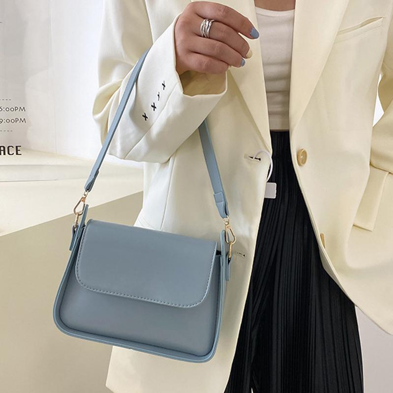 Sommer Einfarbig frauen Tasche PU Leder Klappe Schulter Tasche Mode Dame Achselhöhle Handtasche und Geldbörse Trendy Unterarm Tasche