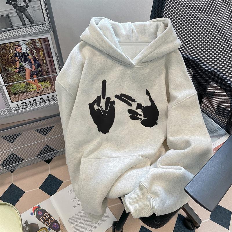 Hooded Sweater Printed Autumn and Winter Men's 2026 New Heavy Fleece Thickened Loose Women's Pullover