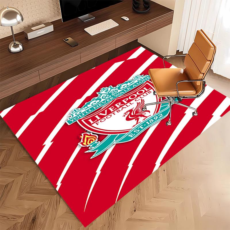 1pc Liverpool FC logo Print Area Rug - Soft, Washable Non-Slip Indoor Mat, Living Room, Home Office Decorative Rug,Office Decorative