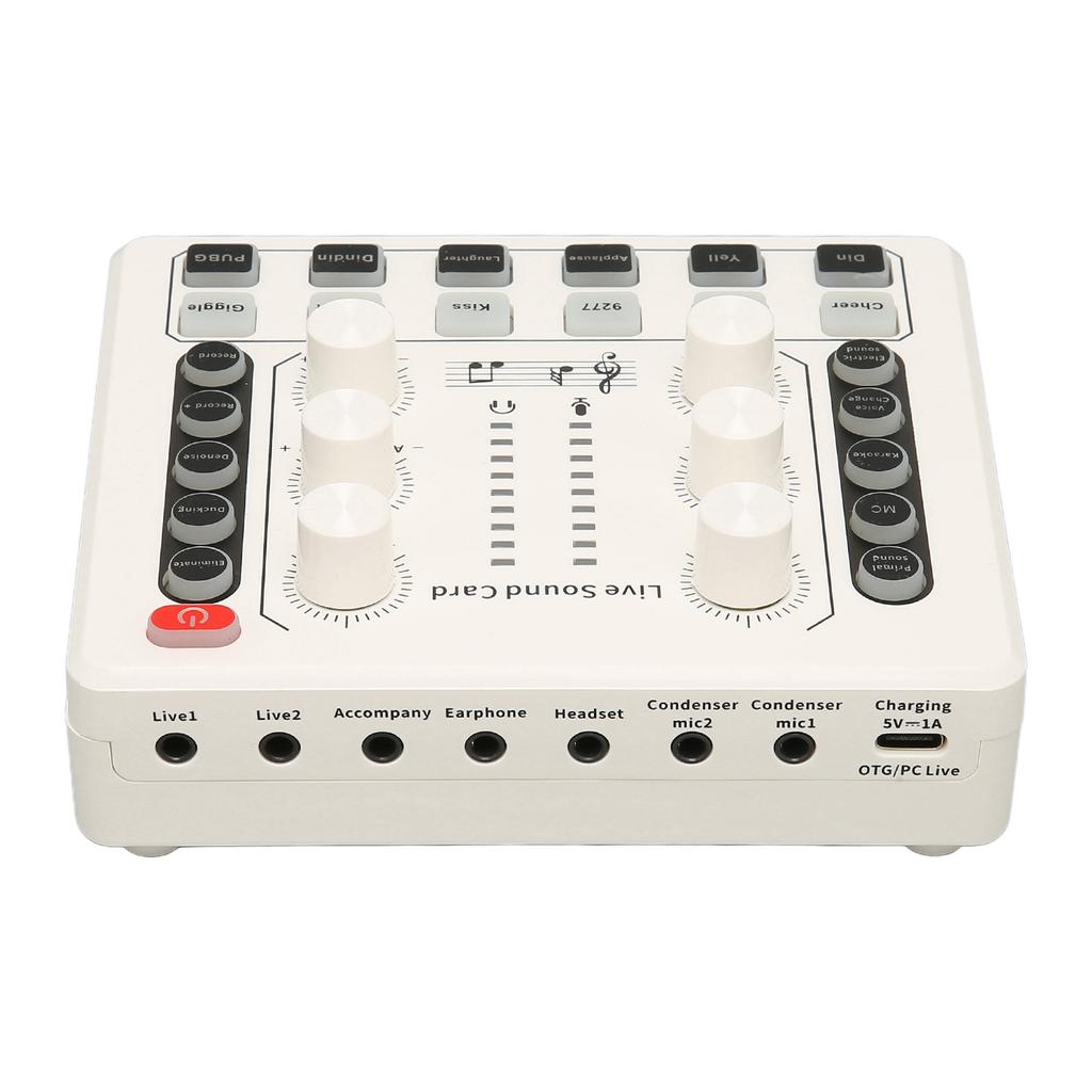 Live Sound Card Multiple Sound Effects Voice Changing Mini Sound Mixer Board for Live Streaming Home KTV