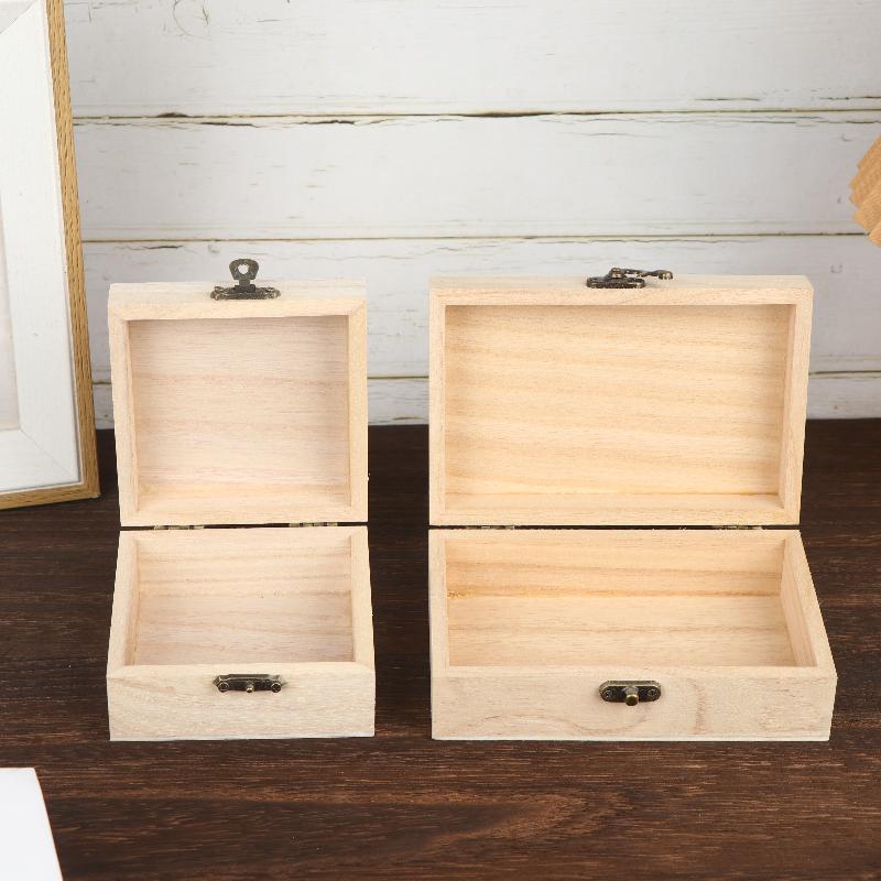 1/3Pcs Rustic Vintage Style Wooden Storage Box With Hinged Lid Keepsake Box Organizer For Trinket Home Decor Crafts Art Hobbies