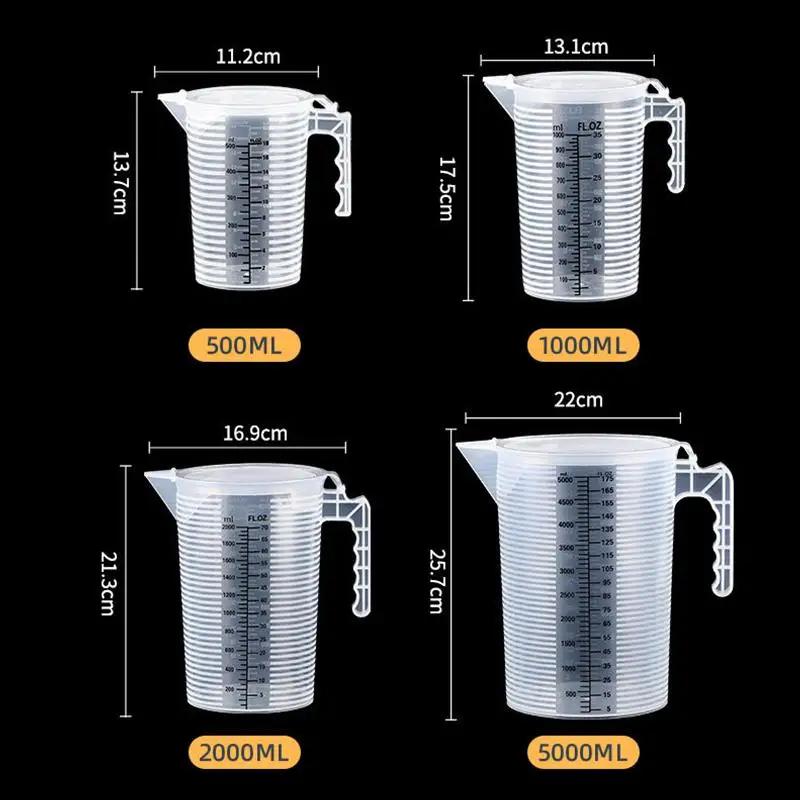 Food Grade Measuring Cup Beaker 500ml 1000ml 2000ml 3000ml 5000ml Plastic with Clear Scale for Cooking and Baking Needs 5 Sold