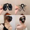 New Crystal Diamond Bow Hair Claw Clip Elegant Korean Rhinestone Shark Clip Hairpin Hair Clamp Hair Accessory for Women Pan Hair