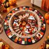 Stain Resistant Christmas Round Carpet Crystal Velvet Festive Area Mat  Family Gathering