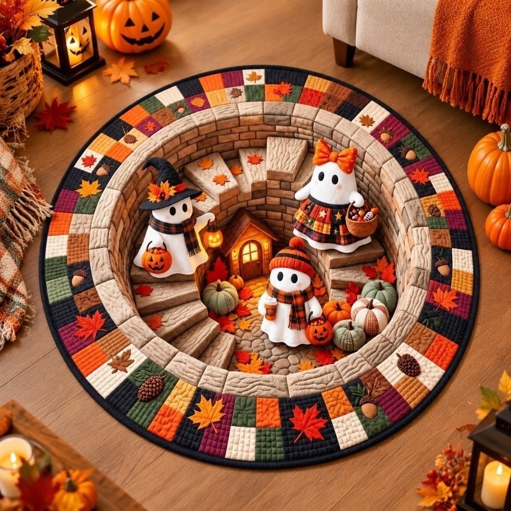 Stain Resistant Christmas Round Carpet Crystal Velvet Festive Area Mat Family Gathering