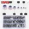 175pcs Hex Nylon Insert Self-Locking Nuts Nylock Locknut Assortment Kit M3-M12 Sizes Stainless Steel for DIY Projects