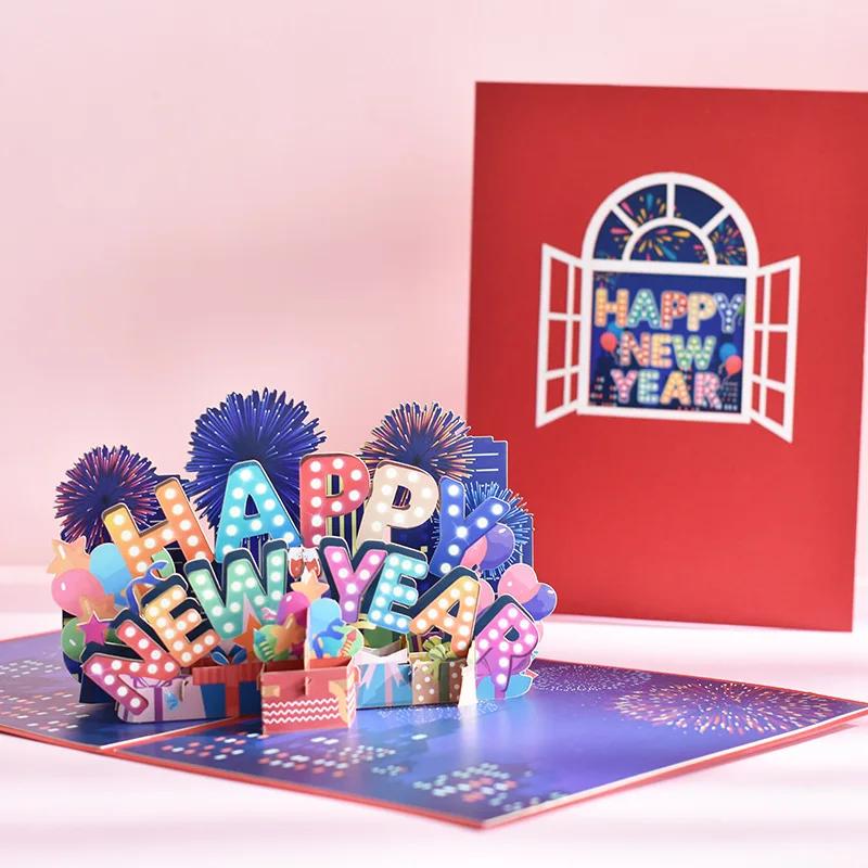 

Christmas Tree Greeting Cards Cat Xmas Party Three-dimensional Pop Up Card 3D Postcard With Envelope Holiday Supplies