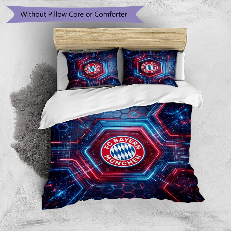 Set Lenzuola 3 Pezzi con Stampa Modello Bayern Monaco Morbido Delicato sulla Pelle Lavabile Copripiumino e Federe Set Tutte le Stagioni Camera da Letto