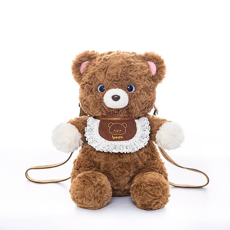 Lace Cute Scarf Teddy Bear Plush Toy Backpack With Detachable Shoulder Strap
