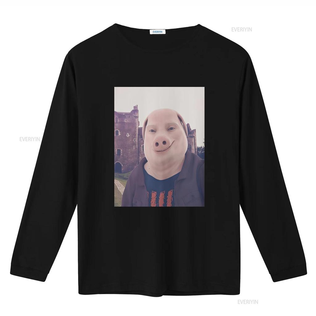 Funny Hilarious Pig Head Meme Print Casual Streetwear T Shirt Vintage Washed Homme Breathable Versatile Stretched Fashion