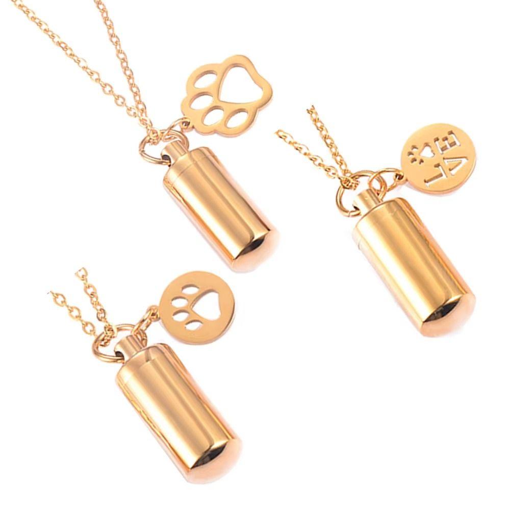 Cylinder Pet Ashes Pendant Stainless Steel Memorial Ashes Pendant Cremation Jewelry