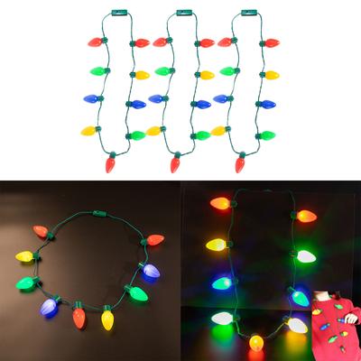 Light Up Christmas Necklace Pack with Colorful LED Lights for Festive Party Decorations Glow Necklace