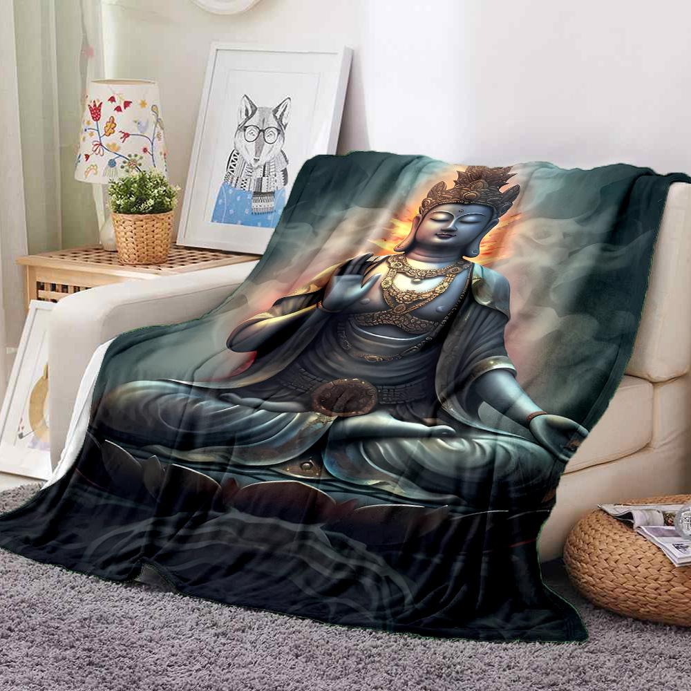 Statua di Buddha Coperta in Flanella Coperta Plaid Morbida Calda Divano Letto Campeggio Decorazione Casa Regalo di Natale Unico C9263