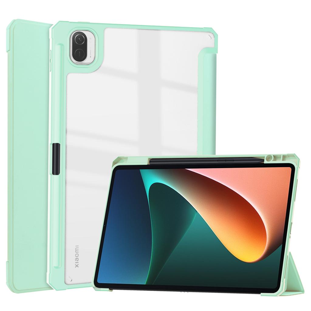 Luxury for Xiaomi MiPad Mi Pad 5 Pro Mi Pad 5 Transparent Back PU Leather Smart Cover with Pencil Holder Case for Tablets