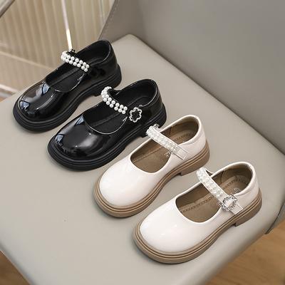 Dievčenské malé kožené topánky jeseň nové krásne princeznovské topánky protišmyková mäkká podrážka topánky z kože na vystúpenie pre malé dievčatko