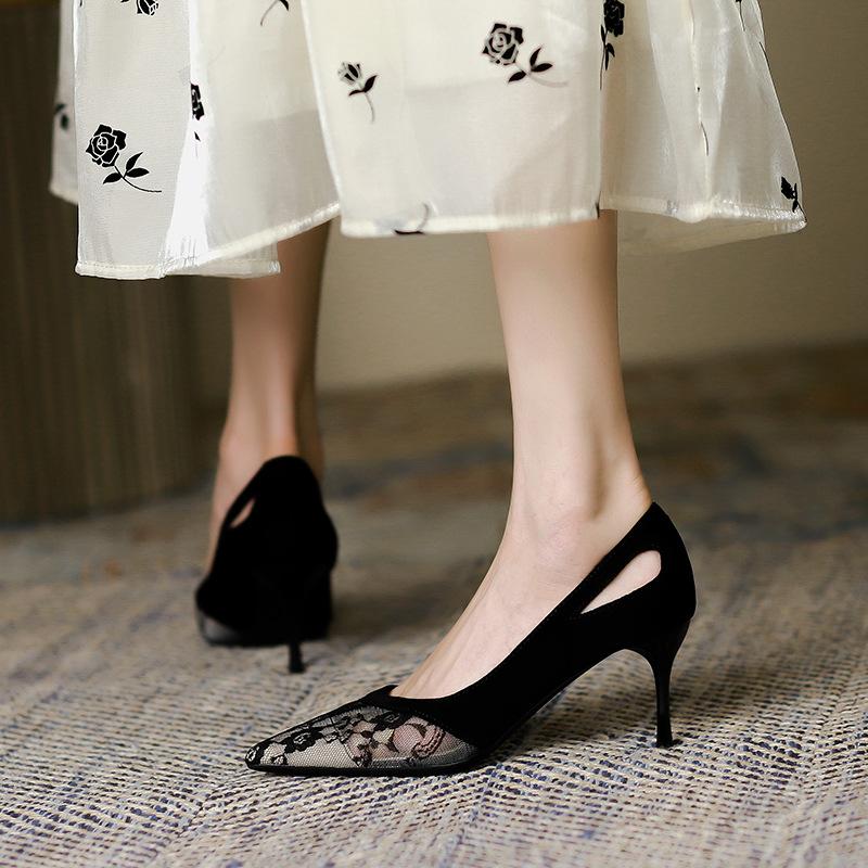 Sandály na vysokém podpatku Léto Nové Sexy Síťované Vysoké Podpatky Korejský Styl Špičaté Stiletto Boty Ženy