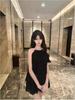 2026 Summer New Celebrity Black Suit Daughter Temperament Super Good-looking Neck Sleeveless Top Short Skirt Women's Clothing