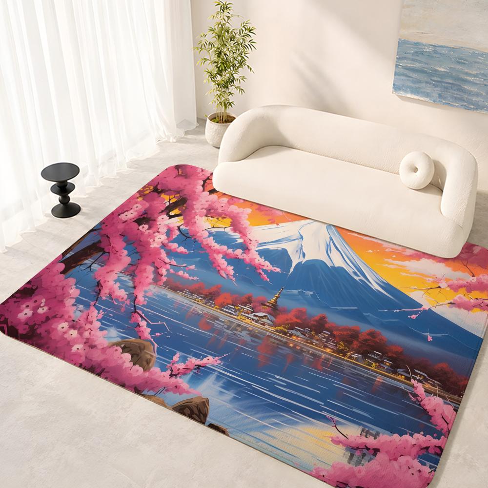 Mount Fuji Floor Mat Floor Mat Soft Flannel Non-Slip Door Rug for Living Room