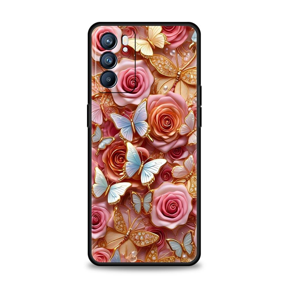 Fashionable Butterfly Flower Pattern Phone Case For Oppo Reno 13 12 11 10 7 F Find X5 X6 A98 A80 A79 A78 A57 A17 Pro 5G Soft TPU