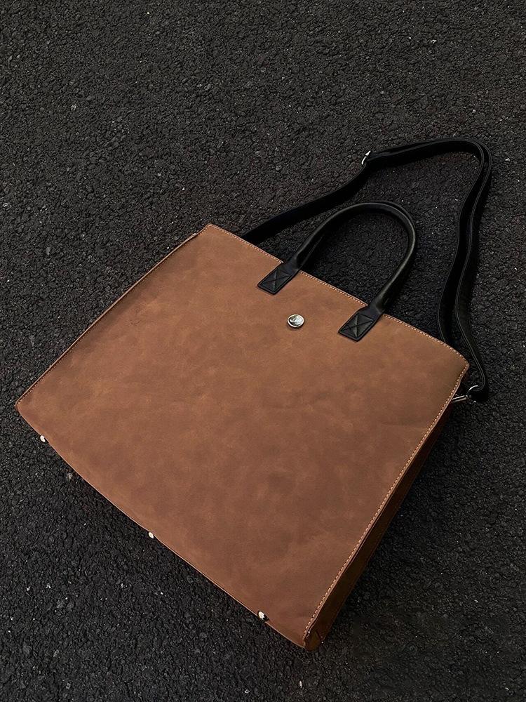 2022 Retro Black Frosted Large-Capacity Tote Bag: Versatile Shoulder/Crossbody Handbag for Autumn and Summer