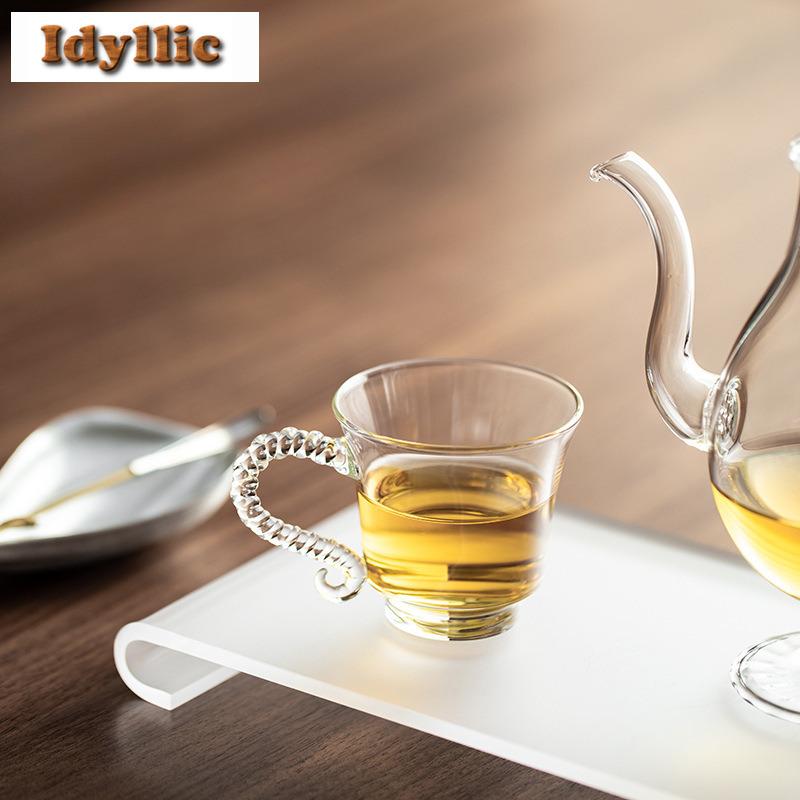 90ml Handheld Glass Coffee Mug Boutique Beer Cup Afternoon Tea Mug Water Ice Cold Juice Jug Office Water Cup Drinkware Supplies