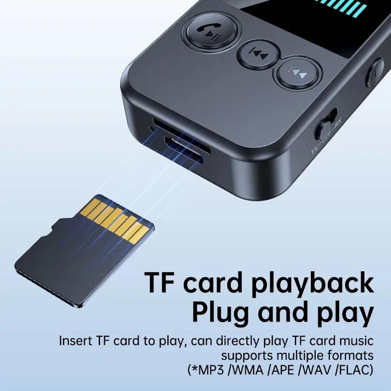 2 v 1 Bluetooth 5.4 Audio Přijímač Vysílač 3,5MM AUX TF Karta Stereo Hudba Mikrofon Bezdrátový Adaptér S LED Displejem Pro Auto TV